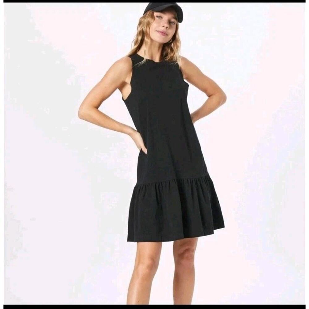 Madewell Brightside Ruffle Hem Tank Mini Dress True Black S Festival Minimalist